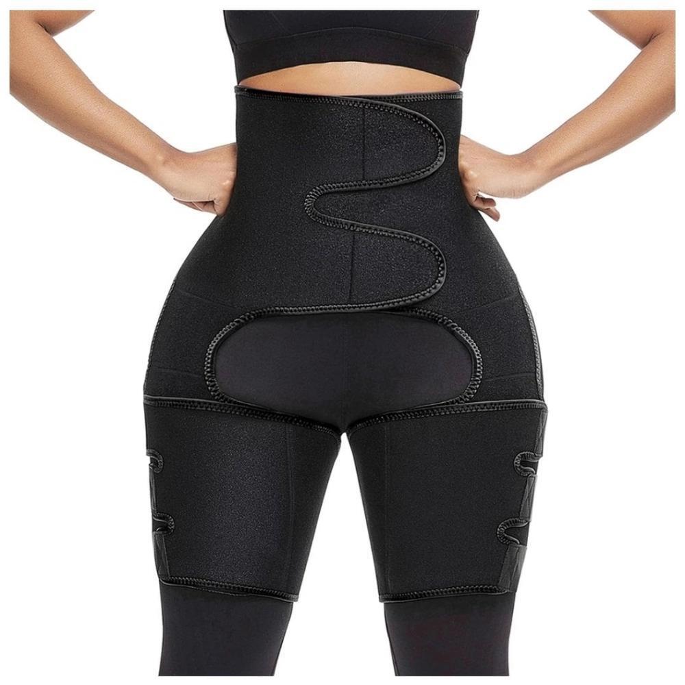 Waist and Thigh Trimmer Butt Lifter Thigh & Waist Fat Burn Sauna Wrap Black